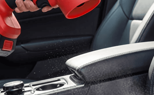 Car cleanup with Wood Ranger blower
