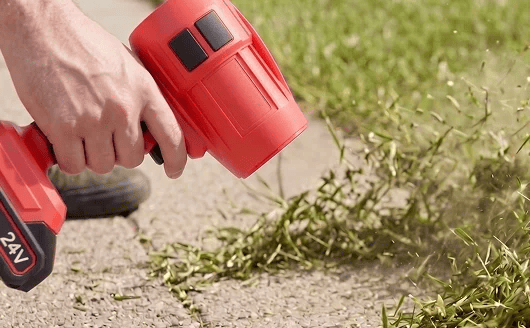 Driveway cleanup with Wood Ranger blower