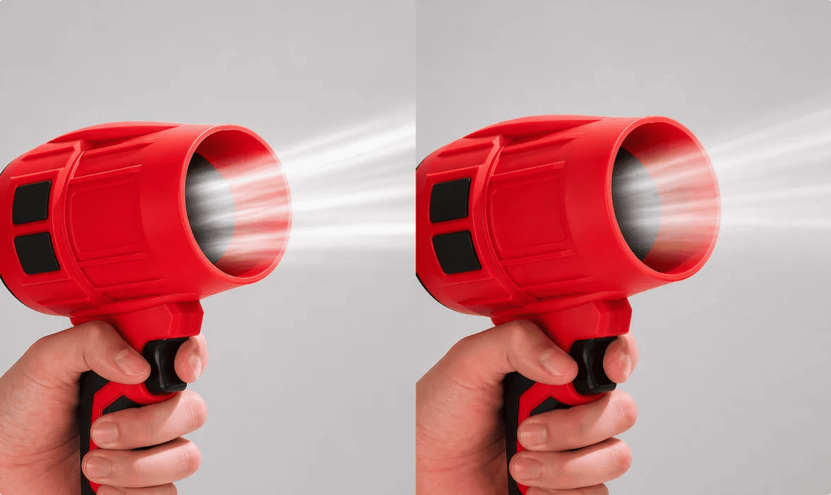Wood Ranger blower showing variable airflow settings