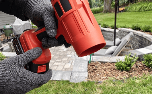 Patio cleanup with Wood Ranger blower