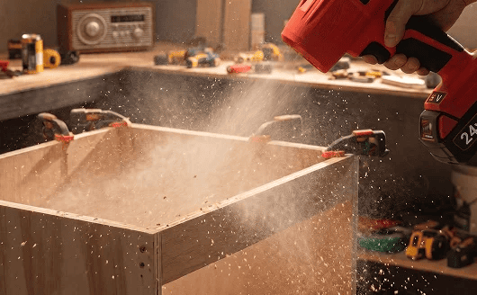 Workshop cleanup with Wood Ranger blower